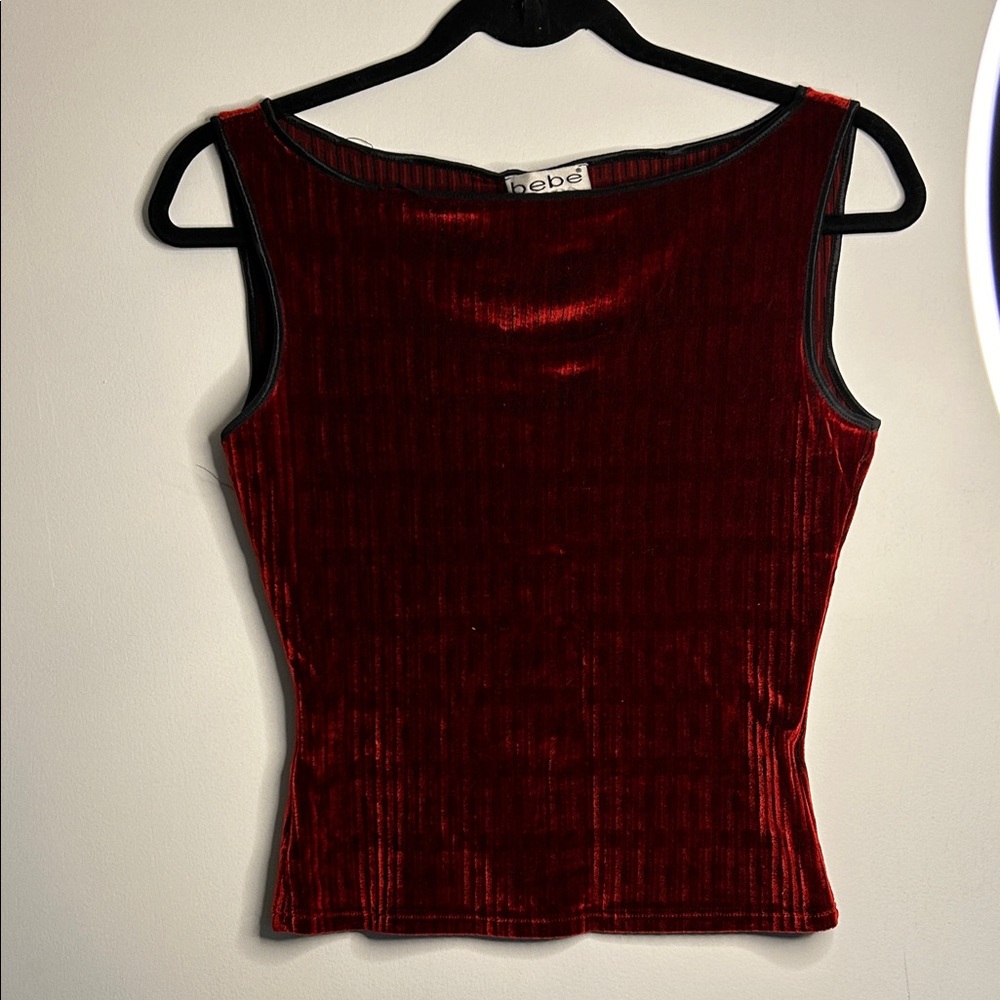 Bebe Rich Red Velvet Tank Top
